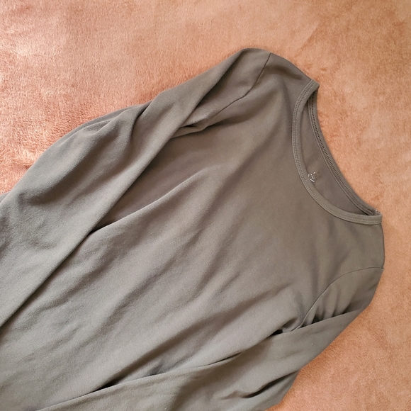 Womens Long Sleeve Shirt Size Small Basic Solid Brown Lounge Coup Neck - Picture 6 of 6